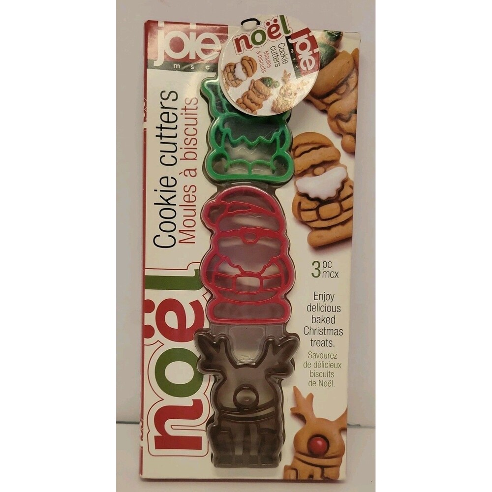 Joie Noel Christmas Cookie Biscuit Cutters Elf Reindeer Santa Claus 3pc